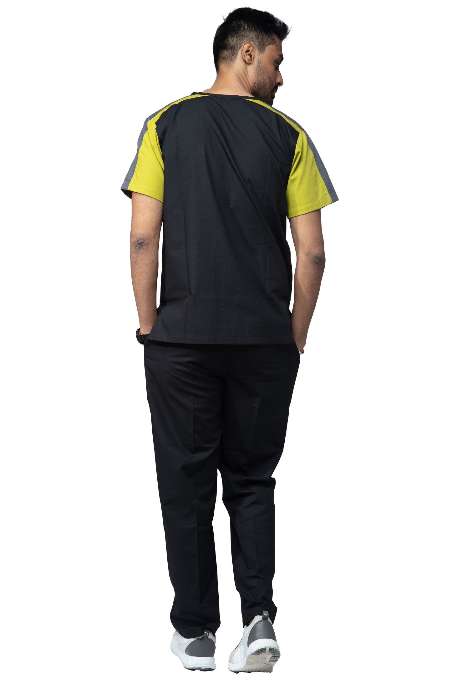 Male Scrub Suit Designer - DSDV04 - Black / Lime Green