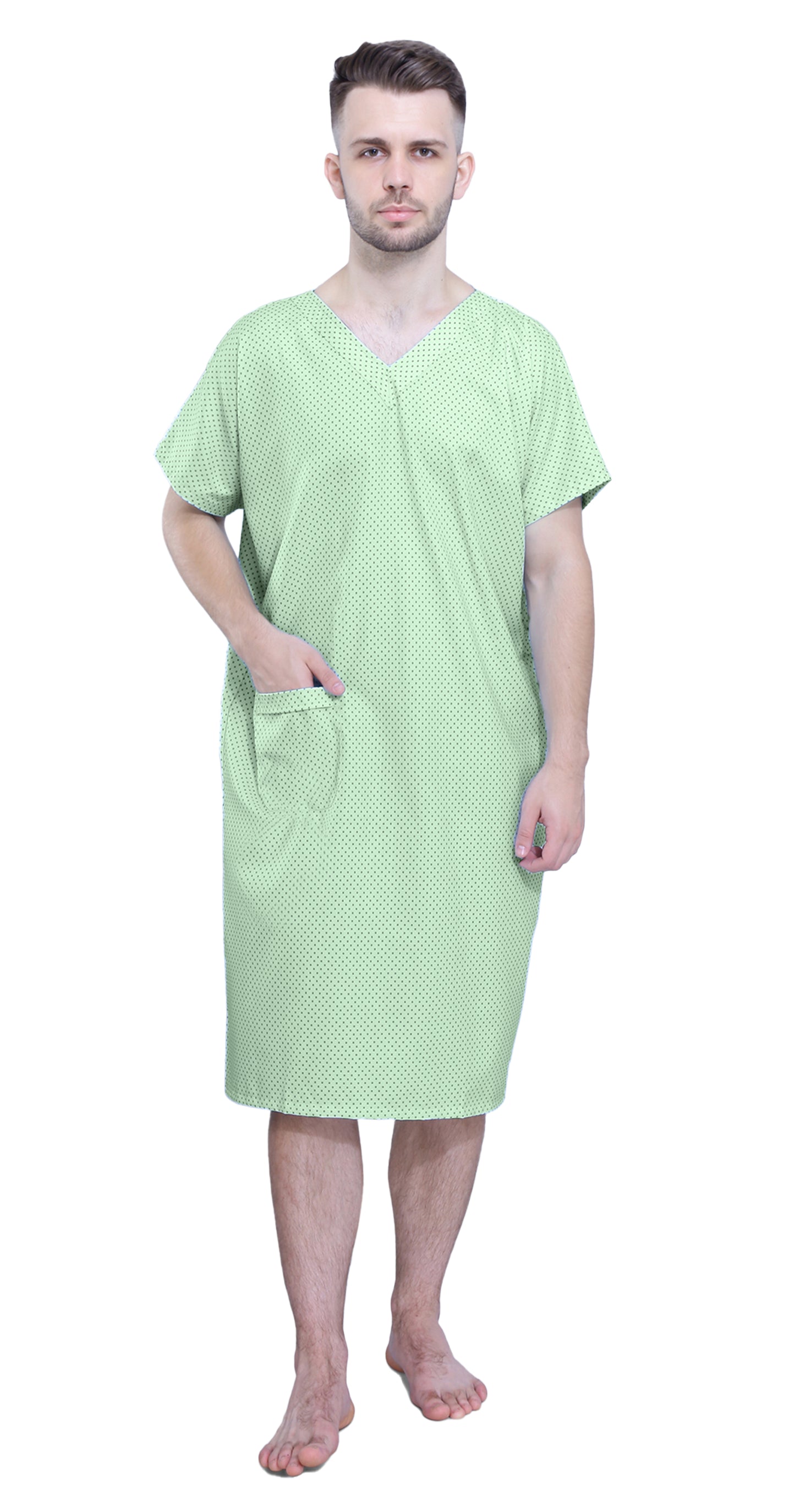 Unisex Patient Gown - Back Open - Dots