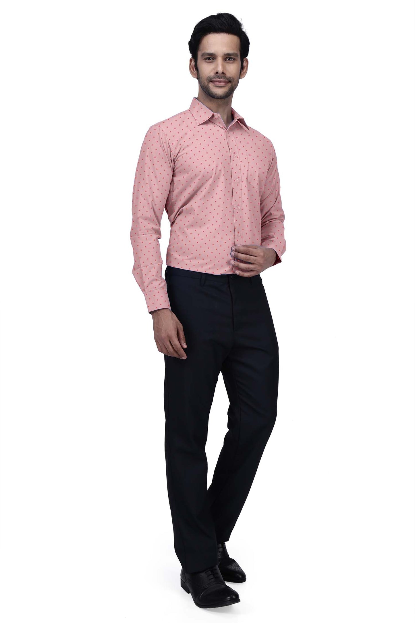 Male Front Office Shirt - Maroon Dobby