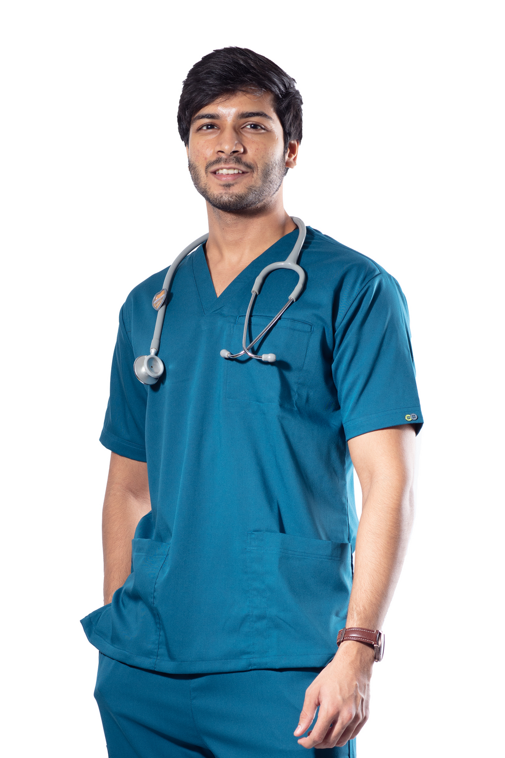 UC Stretch - Male Scrub Top - Jade Blue