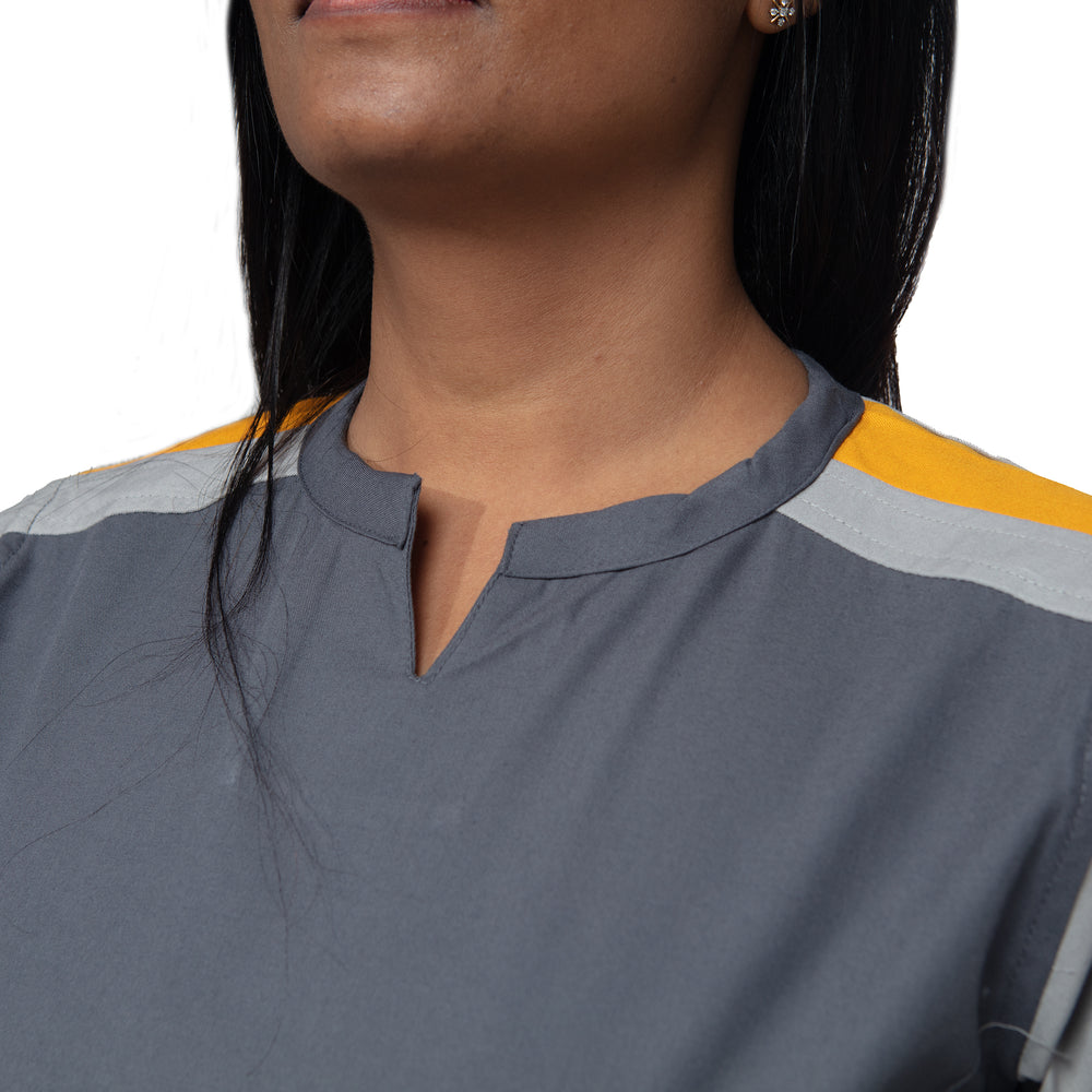 
                      
                        Female Scrub Suit Designer DSDX04 - Grey / Marigold
                      
                    