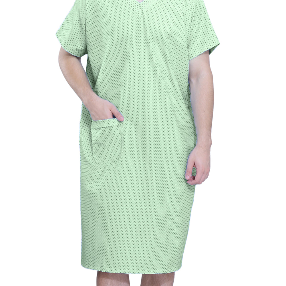 Unisex Patient Gown - Back Open - Dots Uniform Craft Unisex Patient Gown - Back Open - Dots Uniform Craft