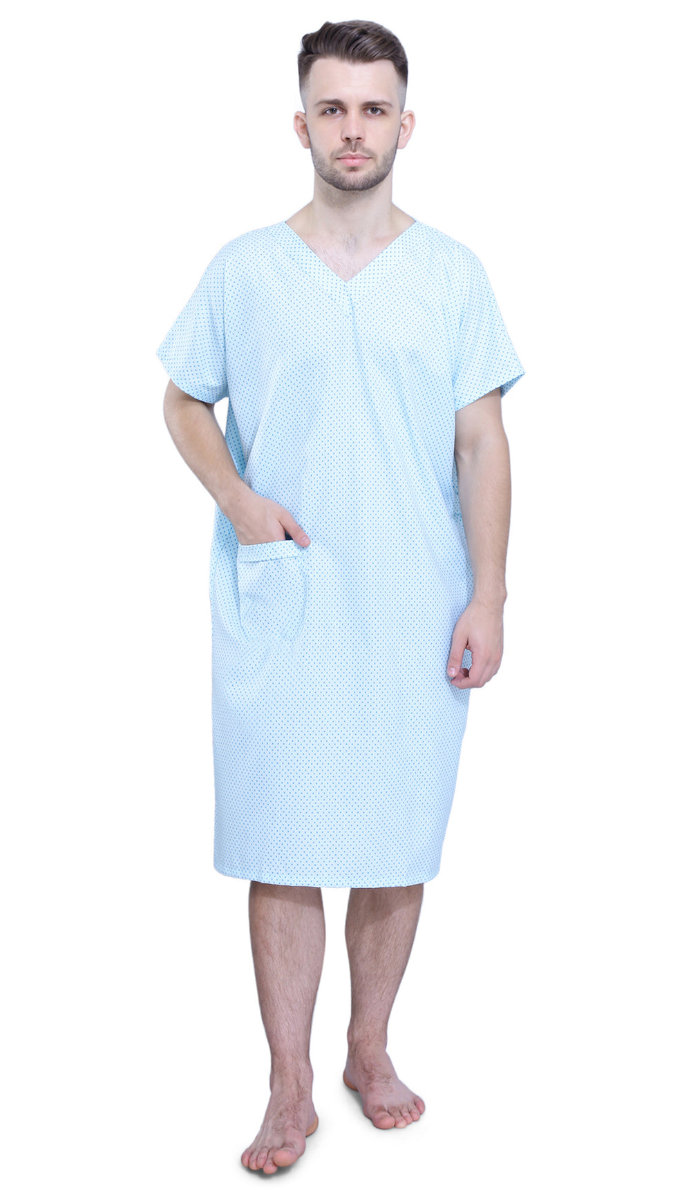 Unisex Patient Gown - Back Open - Dots