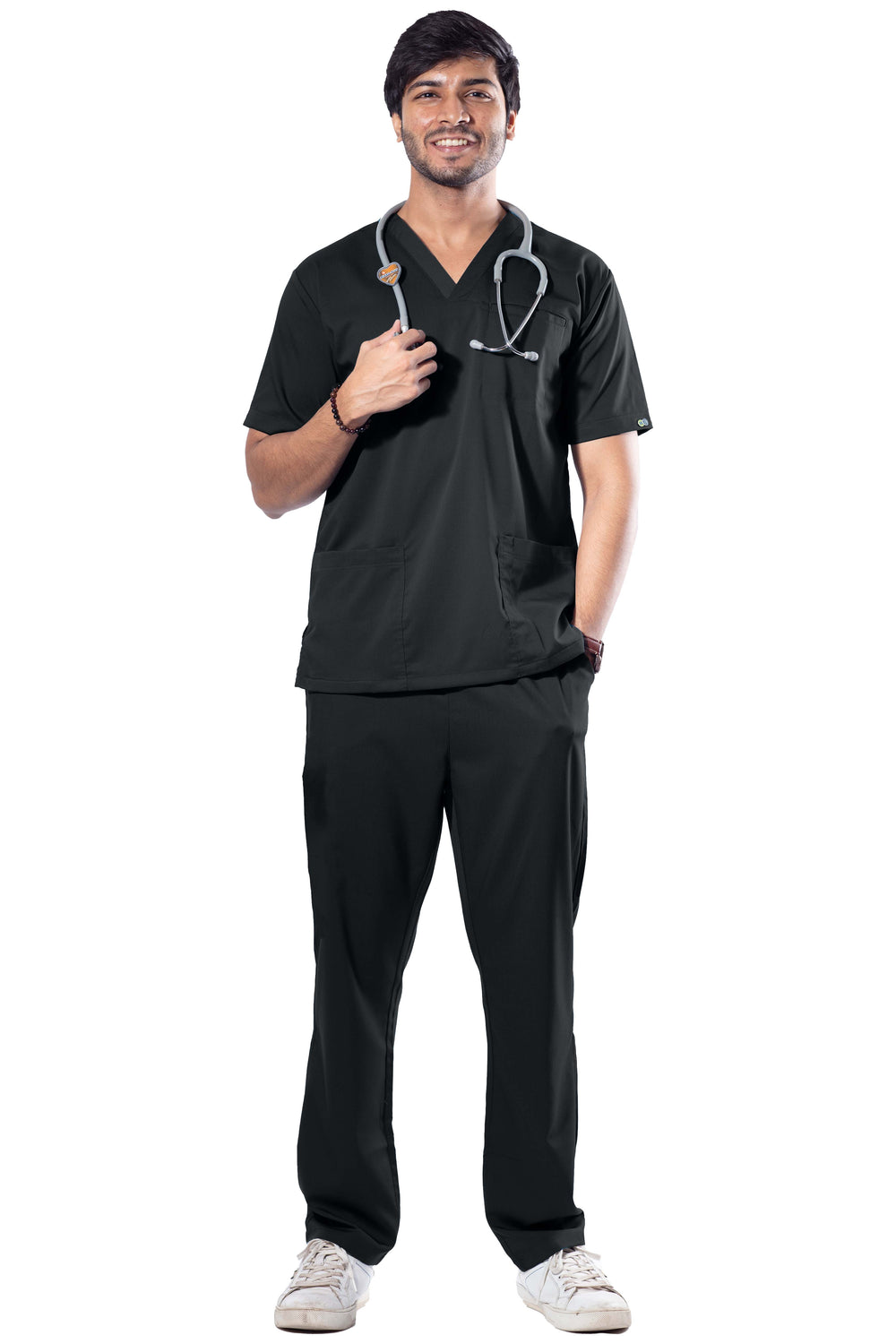 CP STRETCH - Male Stretch Scrub Suit - DSVM - True Black