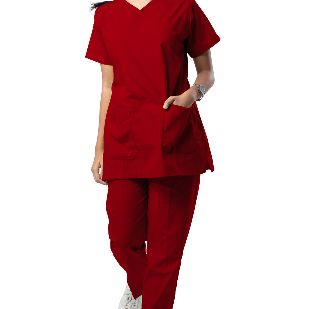 Female Scrub Suit - DSVX - Crimson Red Uniform Craft Female Scrub Suit - DSVX - Crimson Red Uniform Craft