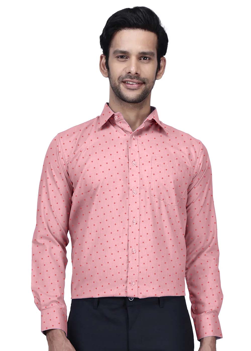 Male Front Office Shirt - Maroon Dobby