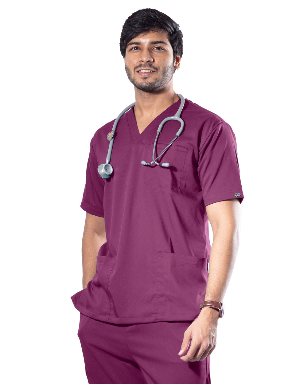 UC Stretch - Male Scrub Top - Wine