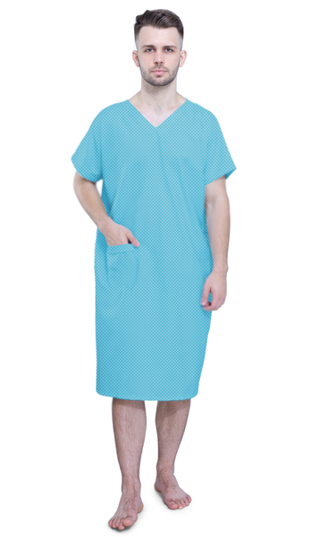 Unisex Patient Gown - Back Open - Dobby Checks