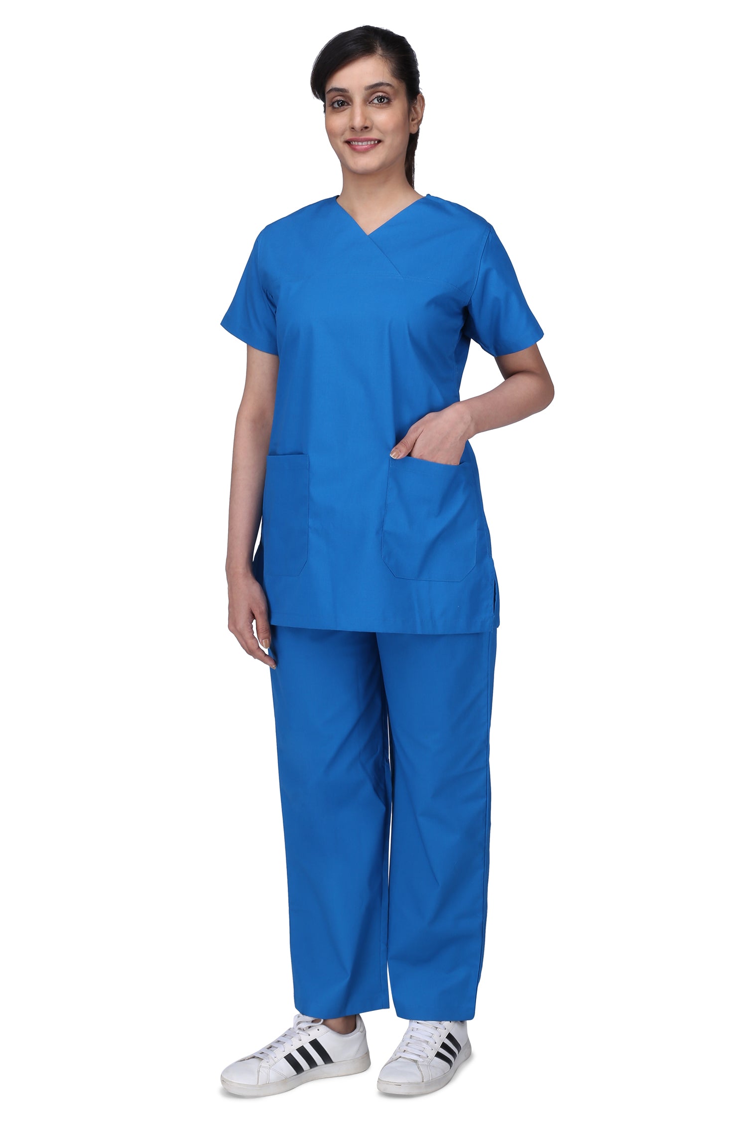 UNIFORM CRAFT Women’s Scrub Suits DSVX || 4 pocket scrubs | Ideal for  doctors, dentists, vets, nurses & healthcare professionals (Bright Blue, S)